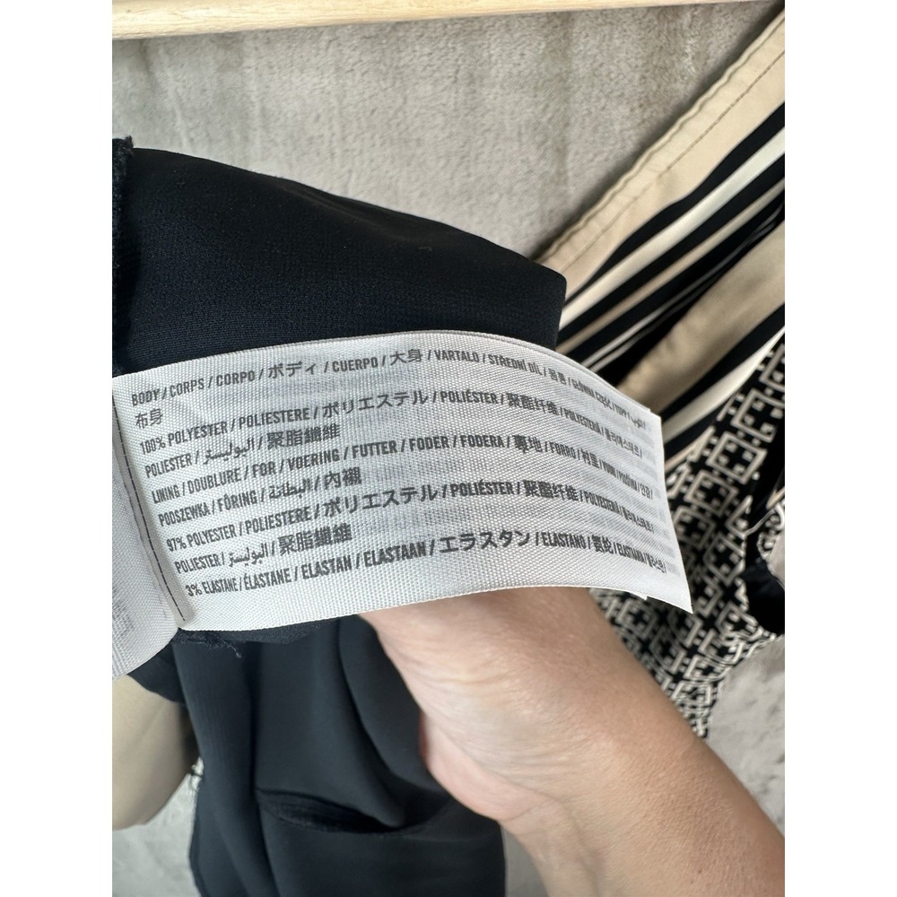 Abercrombie & Fitch Womens XS One Shoulder Tie Scarf Maxi Dress Black Beige - Picture 5 of 15